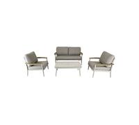 Ensemble lounge extérieur Manon Cream canapé 2 places + 2 fauteuils + table basse