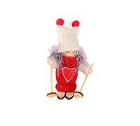 Ensemble loup en 2 pièces de Noël en bois - Poupée de ski - Poupée pour enfants - Maison de poupée - Mini poupée - Pendentif d'arbre de Noël - 1 pièce - Animal de la forêt (A, taille unique)