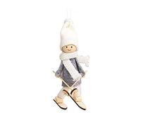 Ensemble loup en 2 pièces de Noël en bois - Poupée de ski - Poupée pour enfants - Mini poupée - Pendentif d'arbre de Noël - 1 pièce - Animal de la forêt (G, taille unique)