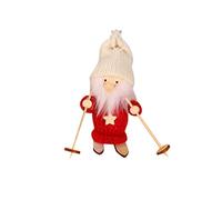 Ensemble loup en 2 pièces de Noël en bois - Poupée de ski - Pour enfants - Maison de poupée - Mini poupée - Pendentif d'arbre de Noël - 1 pièce - Animal de la forêt (C, taille unique)