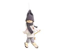 Ensemble loup en 2 pièces de Noël en bois - Poupée de ski - Pour enfants - Maison de poupée - Mini poupée - Pendentif d'arbre de Noël - 1 pièce - Animal de la forêt (F, taille unique)