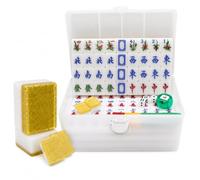 Ensemble Mahjong Chinois Carreaux Cristal Doré Taille 40 Règles Chinoises | Jeu de table portable avec carreaux faciles à lire pour les réunions de famille, les voyages et le divertissement multijoueur