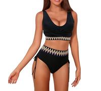 Ensemble Maillot de Bain Femme Culotte Menstruelle Taille Haute sans Coutures Élégant Absorbant Anti-Fuite et Anti Odeur Amincissant Discret Confortable Ventre Plat Été Bikini pour Piscine et Plage