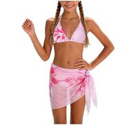 Ensemble Maillot de Bain Trois Pièces Fille Grandes Tailles, Modèle Confortable Tendance et Inclusif, Coupe Ajustée Non Serrante, Convient pour Natation Récréative et Séjour Thermique