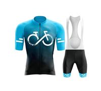 Ensemble maillot de cyclisme pour homme à manches courtes et maillot à séchage rapide avec short rembourré en gel (bleu ciel, taille M)