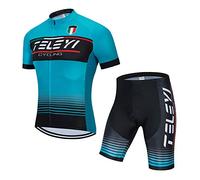 Ensemble maillot de cyclisme pour homme à manches courtes réfléchissant, séchage rapide + short rembourré 5D S-3XL, 1cc6480, XL pour tour de poitrine 101,5-108 cm, tour de taille maximale 99,5 cm