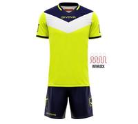 Ensemble maillot et short fluo Givova Campo - amarillo fluo/navy blue - S S
