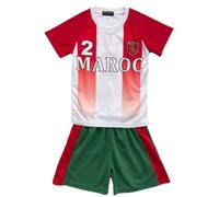 Ensemble Maillot + Short Football Enfant - Version Supporter Maroc - Blanc (Taille 14 Ans,Couleur Blanc)