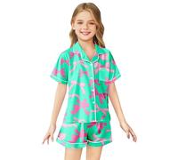 Ensemble Maison Fille Noeud Imprimé Pyjama Nuit Décontracté Confortable Vêtements Enfant 2-13Y Deux Pièces Haut Pantalon(Mint Green, 12-13 Years)