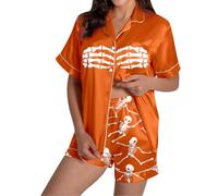 Ensemble Maisons Femme Vêtement Détente Confortables Pyjama Long Satin Boutonné Classique Pyjamas Confortable Fêtes Tenues Vacances Halloween Cadeau Original
