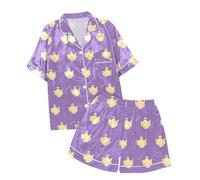 Ensemble Maisons Femme Vêtement Détente Confortables Pyjama Long Satin Boutonné Classique Vêtements Nuit Imprimés Flanelle Confortable Cadeau Original Halloween