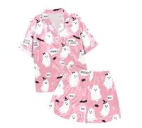 Ensemble Maisons Femme Vêtement Détente Confortables Pyjama Long Satin Boutonné Classique Vêtements Nuit Imprimés Flanelle Confortable Cadeau Original Halloween