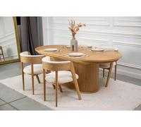 Ensemble MALMOUSQUE avec table à manger extensible 210 à 270 cm + 6 chaises BASTIDE placage chêne massif marron clair BOBOCHIC Marron clair