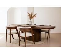 Ensemble MALMOUSQUE avec table à manger extensible 210 à 270 cm + 6 chaises BASTIDE placage chêne massif marron foncé BOBOCHIC Marron foncé