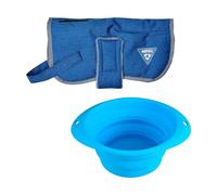 Ensemble manteau bleu 35 cm + gamelle ronde pliante pour animaux Hearts&Homies