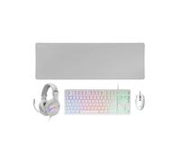 Ensemble Mars Gaming MCP-RGB3 Combo, Clavier FRGB, Souris RGB Flow 3200 DPI, Casque RGB et Tapis de souris XXL, Blanc, Langue Français