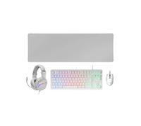 Ensemble Mars Gaming MCP-RGB3 Combo, Clavier FRGB, Souris RGB Flow 3200 DPI, Casque RGB et Tapis de souris XXL, Blanc, Langue Espagnol