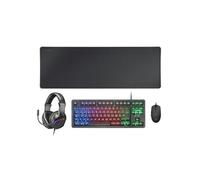 Ensemble Mars Gaming MCP-RGB3 Combo, Clavier FRGB, Souris RGB Flow 3200 DPI, Casque RGB et Tapis de souris XXL, Noir, Langue Espagnol