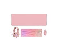 Ensemble Mars Gaming MCP-RGB3 Combo, Clavier FRGB, Souris RGB Flow 3200 DPI, Casque RGB et Tapis de souris XXL, Rose, Langue Français