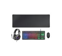 Ensemble Mars Gaming MCP-RGB3 Combo, Clavier FRGB, Souris RGB Flow 3200 DPI, Casque RGB et Tapis de souris XXL, Noir, Langue Français