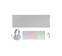 Ensemble Mars Gaming MCP-RGB3 Combo, Clavier FRGB, Souris RGB Flow 3200 DPI, Casque RGB et Tapis de souris XXL, Blanc, Langue Portugais