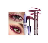 Ensemble mascara et eyeliner rouge bordeaux, mascara 5D imperméable, volume et longueur, allongement naturel, crayon eyeliner rouge anti-taches, kit cadeau de maquillage naturel pour femme à Halloween
