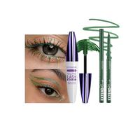 Ensemble mascara et eyeliner vert, mascara imperméable 5D, volume et longueur, allongement naturel, crayon eyeliner vert anti-taches, kit de maquillage naturel pour les yeux pour femme, ensemble de