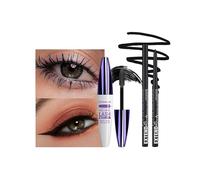 Ensemble mascara noir et eyeliner noir, mascara imperméable 5D volume et longueur, allongement naturel, crayon eyeliner anti-taches, kit de maquillage naturel pour les yeux pour femme, ensemble de