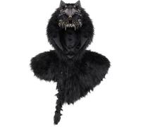 Ensemble Masque Châle Assorti en Forme De Crâne De Loup Viking Médiéval, Cape Coiffe Animalière pour Hommes Femmes, Tenues pour Événements À Thème Cosplay