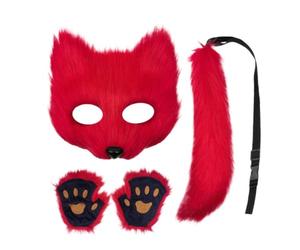 Ensemble masque et queue de renard - Accessoire de cosplay réaliste | Masque facial et queue de renard pour femmes, garçons, filles, adultes, hommes, femmes pour fête, bal masqué, congrès
