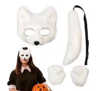 Ensemble masque et queue de renard, tenue d'Halloween, cosplay, masque de chat, gants de costumade | pour fête, célébration, événement, bal masqué, congrès, carnaval, vacances, adultes et adolescents