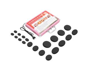 Ensemble Massage Aux Pierres Chaudes Lot de 20 pierres chaudes de basalte avec Portable boîte de chauffage set d'initiation au massage traitement par la chaleur spa massothérapie relaxation