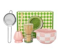 Ensemble Matcha 5 pièces - Ensemble de fouet Matcha avec bol Matcha, ensemble de thé Matcha, cuillère Matcha (Rose)