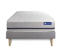 Ensemble Matelas 120x200 ACTIMEMO Soft 3zones de Confort + sommier KIT Gris - Epaisseur : 20 cm - Confort : Mi-Ferme