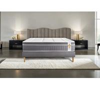 Ensemble matelas 140 x 190 cm Trente - Ressorts ensachés et mémoire de forme - Ep : 30 cm - Equilibré - sommier Gris