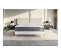 Ensemble matelas 140 x 190 cm Vingt-Six - Ressorts ensachés et mémoire de forme - Ep : 26 cm - Ferme - sommier kit Blanc G