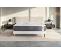 Ensemble matelas 140 x 190 cm Vingt-Six - Ressorts ensachés et mémoire de forme - Ep : 26 cm - Ferme - sommier kit Blanc