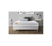 Ensemble matelas 140 x 200 cm Memo luxe - Ressorts ensachés - Ep : 26 cm - Equilibré - sommier kit Blanc