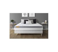 Ensemble matelas 140 x 200 cm Memo zen - Mousse à mémoire de forme - Ep : 26 cm - Ferme - sommier kit Blanc
