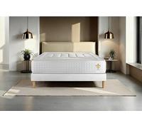 Ensemble matelas 140 x 200 cm Vingt-Quatre - Ressorts ensachés et mémoire de forme - Ep : 24 cm - Ferme - sommier Blanc