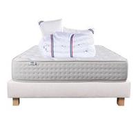 Ensemble Matelas 140x190 cm, Purlux, 26 cm, mousse mémoire de forme, ferme, face été/hiver + sommier beige ep20cm + 2 oreillers + couette G