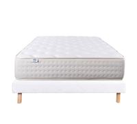 Ensemble Matelas 140x190 cm, Purlux, 26 cm, mousse mémoire de forme, ferme, face été/hiver + sommier blanc ep 13cm