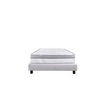 Ensemble Matelas 140x190 cm, Relaxation, 26 cm, ressorts ensachés, ferme, face été/hiver + sommier gris ep20cm