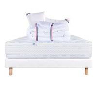 Ensemble Matelas 140x190 cm, Thermotec, 24 cm, ferme, face été/hiver + sommier blanc ep 13cm + 2 oreillers + couette G