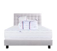 Ensemble Matelas 140x190 cm, Thermotec, 24 cm, ferme, face été/hiver + sommier gris ep20cm + 2 oreillers + couette + Tête de Lit
