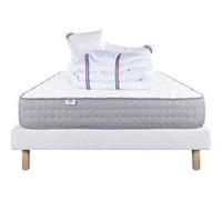 LUXURY LITERIE - Ensemble matelas + sommier - ZEN - 140 x 190 cm - Tapissier - Ferme - 2 oreillers + couette - Face été/hiver