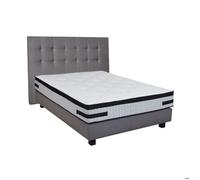 Ensemble matelas 140x190 + sommier + tête de lit gris CONFORTLUXE