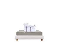 Ensemble Matelas 140x200 cm, Organic Coton, 24 cm, mémoire de forme, ferme, face été/hiver + sommier beige ep20cm + 2 oreillers + couette