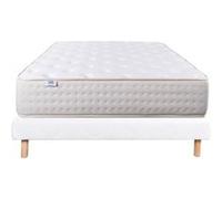 Ensemble Matelas 140x200 cm, Purlux, 26 cm, mousse mémoire de forme, ferme, face été/hiver + sommier blanc ep 13cm G