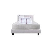 Ensemble Matelas 140x200 cm, Purlux, 26 cm, mousse mémoire de forme, ferme, face été/hiver + sommier gris ep20cm + 2 oreillers + couette + Tête de